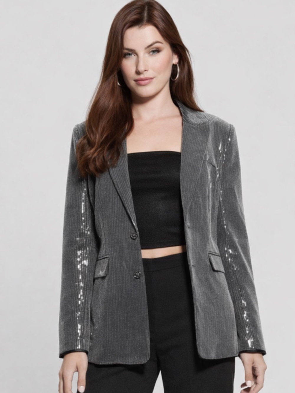 GUESS Women's New Doris Sequined Relaxed Blazer Size L NWT